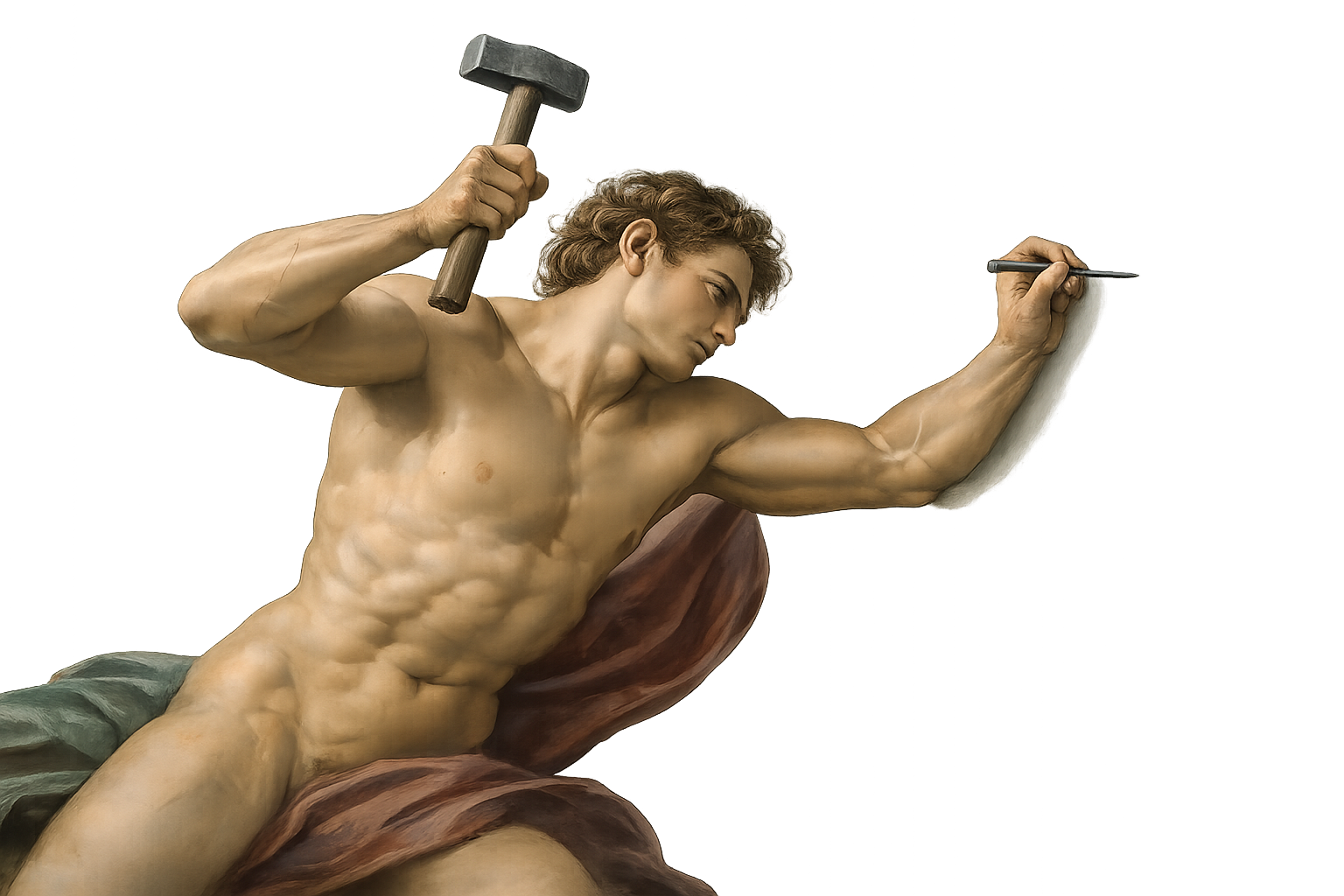 Michelangelo hammering man artwork